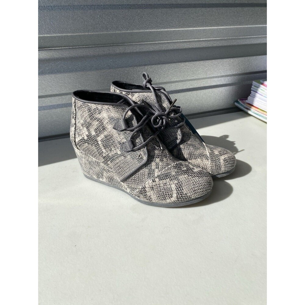 TOMS Kala Desert Wedge Bootie Black Multi Faux Snake Women's Size 9 NWT